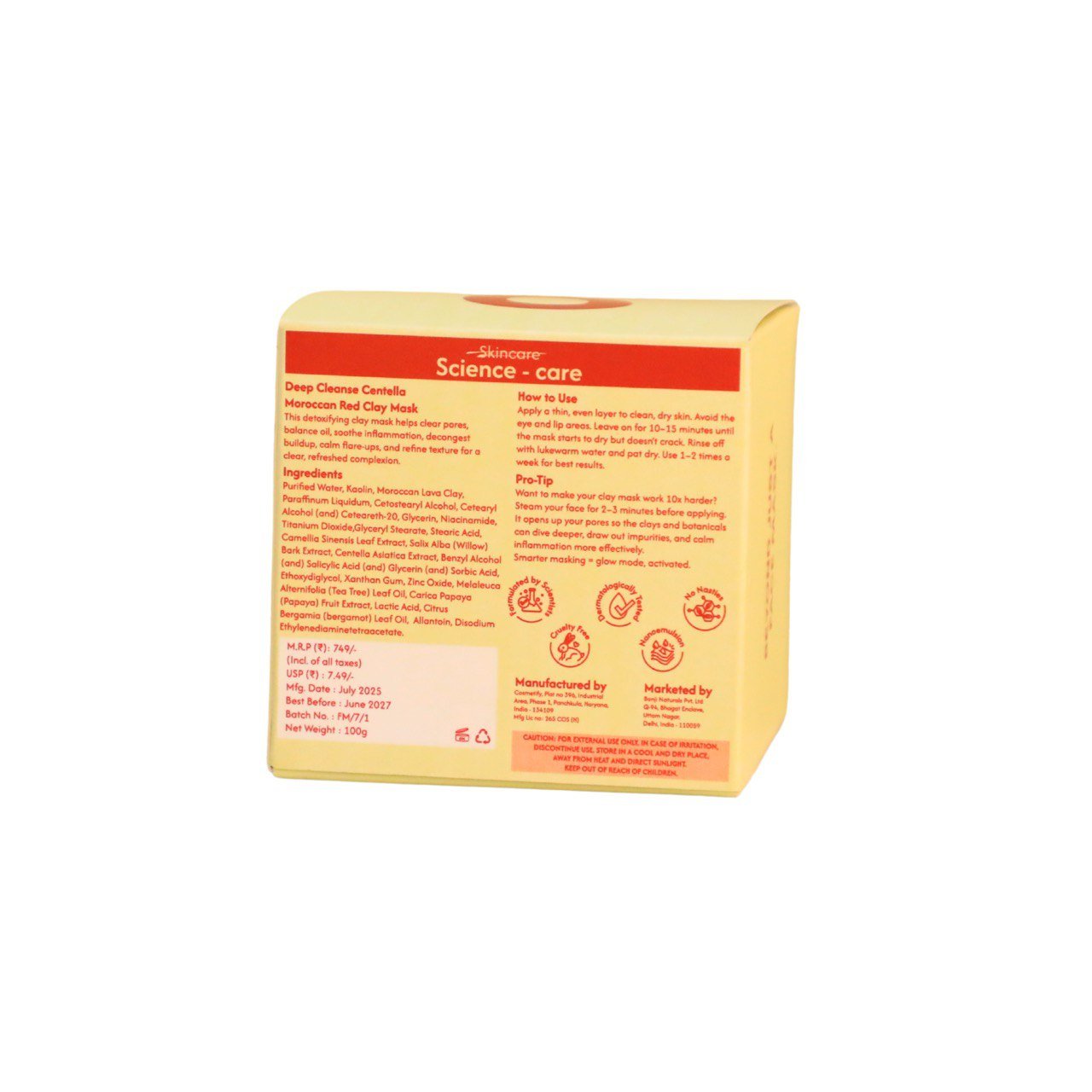 Deep Cleanse Centella Moroccan Red Clay Mask - Bonji