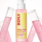 BONJI Collagen + Neroli Hydrating Toner bottle with pink liquid in test tubes on a white background