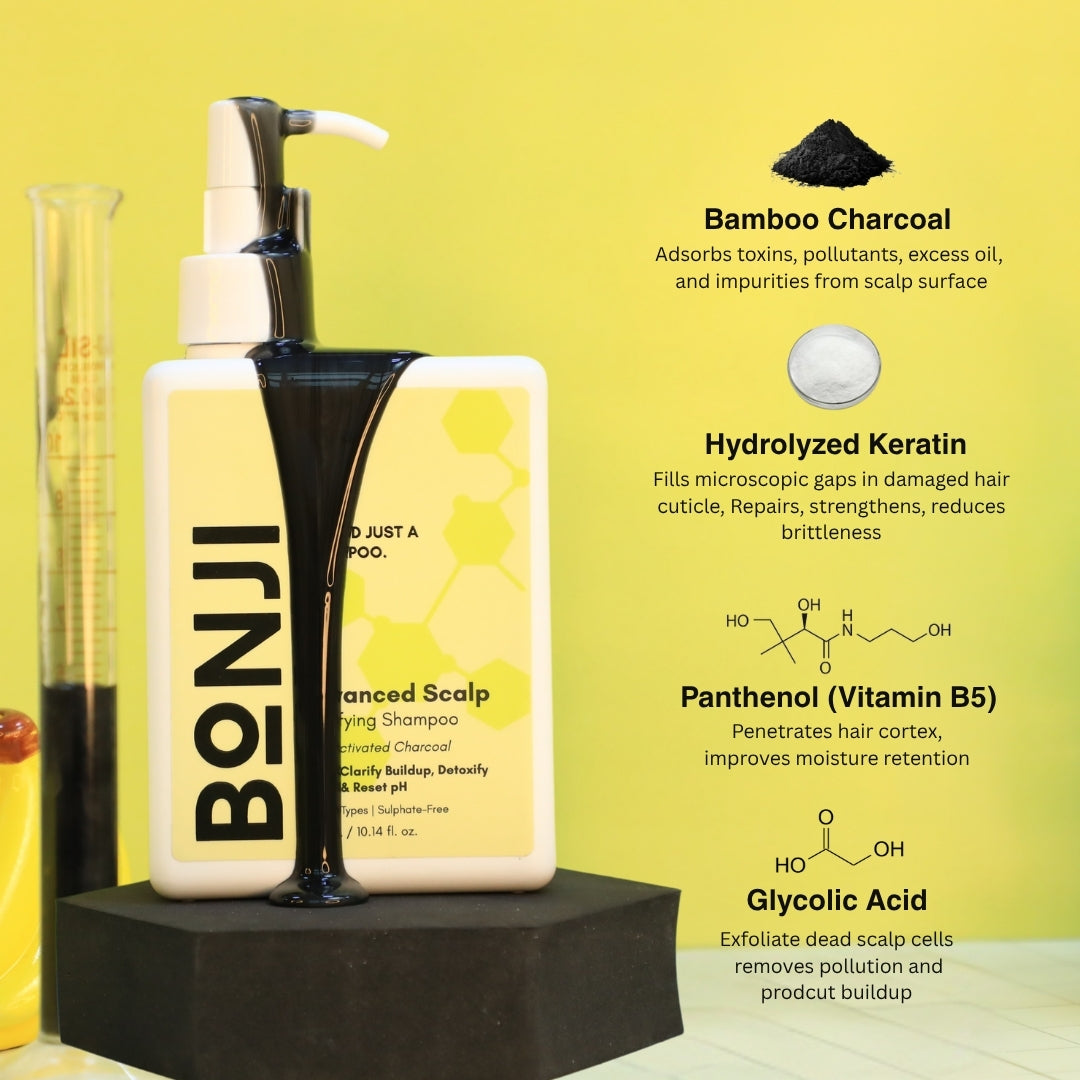 Advanced Clarifying Shampoo by Bonji – removes impurities, fights pollution, and restores scalp health
