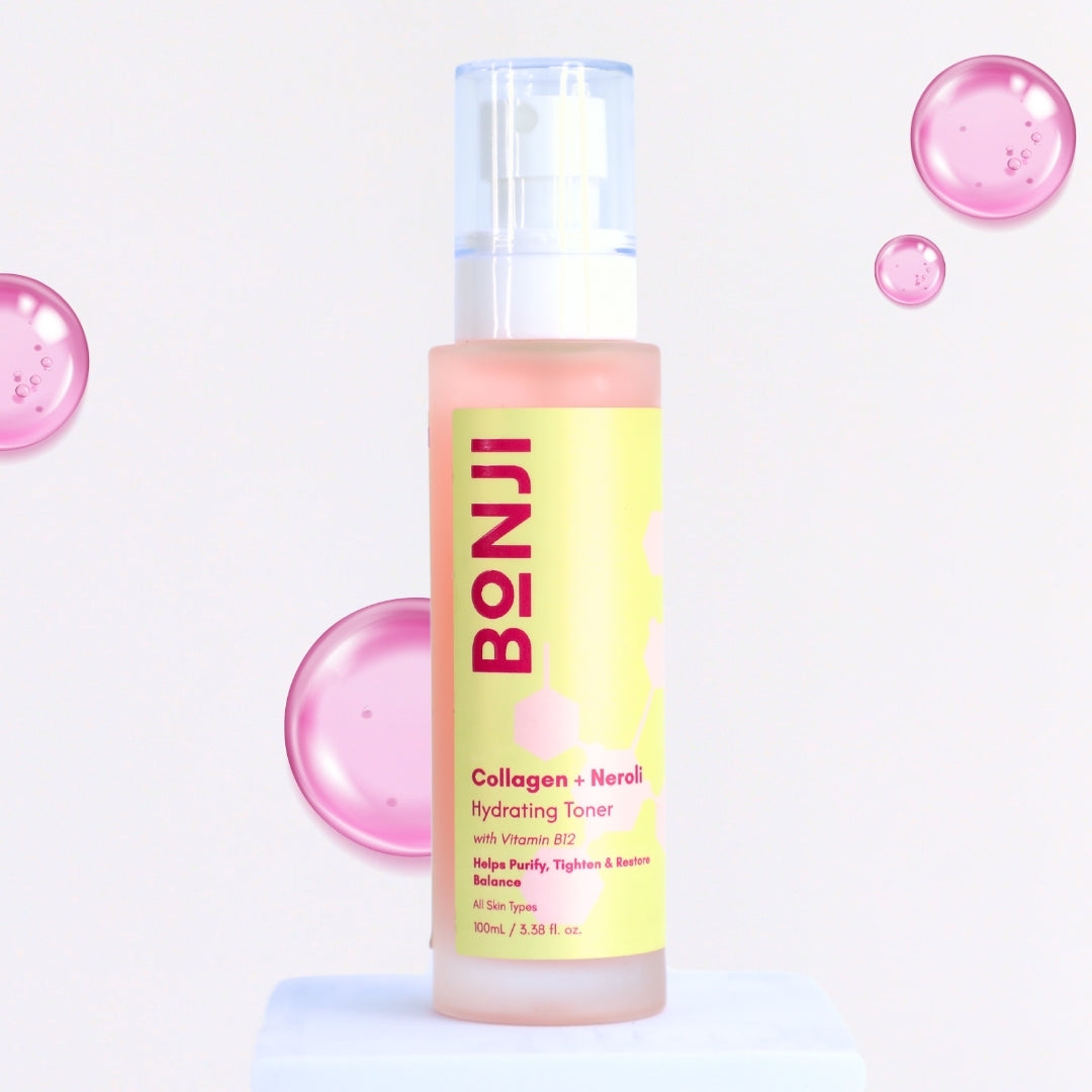 Bonji Collagen + Neroli Hydrating Toner - tightens pores, hydrates skin, and shields against pollution