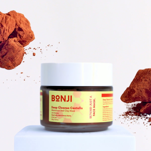 Bonji Deep Cleanse Red Clay Mask - detoxifies skin, removes impurities, and fights pollution damage