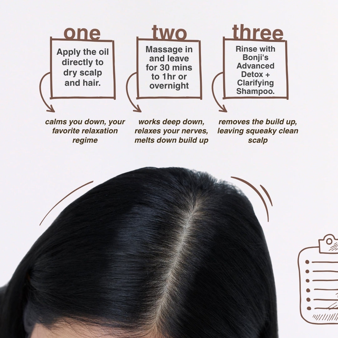 Scalp nourishing hair oil to strengthen roots and maintain healthy hair