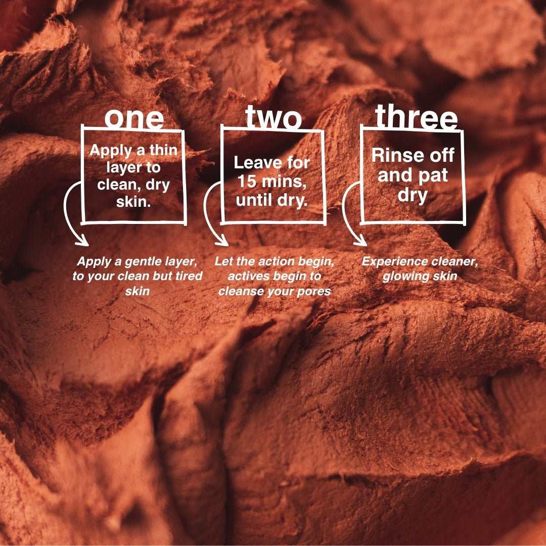 Science-backed red clay face mask by Bonji - pollution defense and skin purification