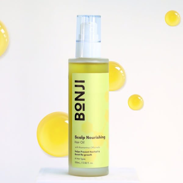 Bonji Scalp Nourishing Hair Oil bottle - promotes healthy scalp and strong hair