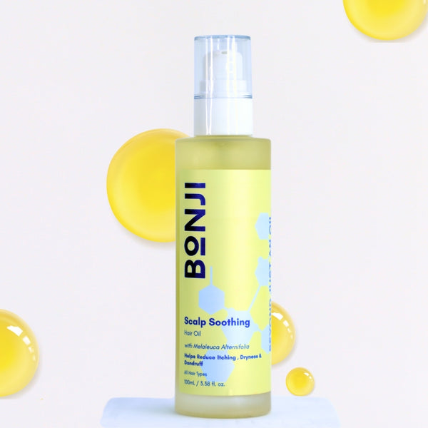 Bonji Scalp Soothig Hair Oil - calms scalp irritation, reduces dandruff, and protects from pollution